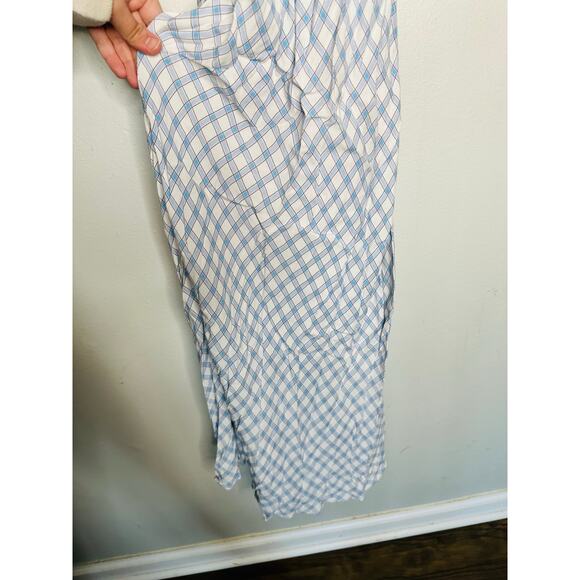 RIXO Blue White Checkered Steph Crepe Tie Back Puff Sleeves Midi Dress Size 10 - Picture 8 of 13